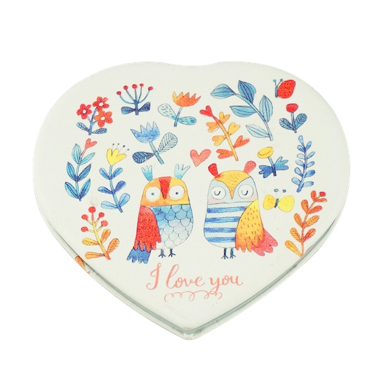 Custom Printed 70mm Heart PU Leather Compact Mirror - view 7