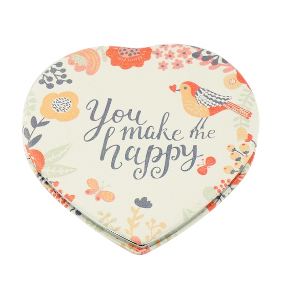 Custom Printed 70mm Heart PU Leather Compact Mirror - view 8