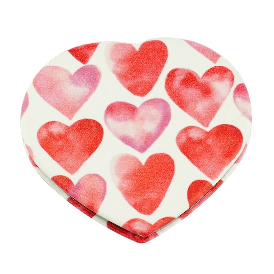Custom Printed 70mm Heart PU Leather Compact Mirror - view 12