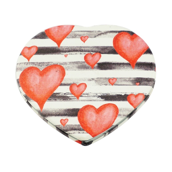 Custom Printed 70mm Heart PU Leather Compact Mirror - view 10