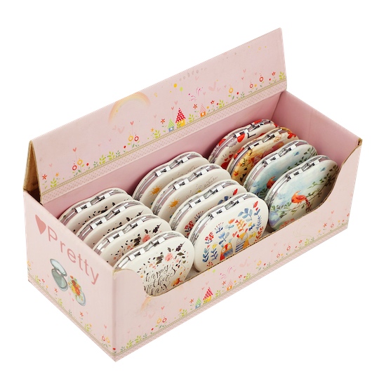 Custom Printed 70mm Heart PU Leather Compact Mirror - view 15