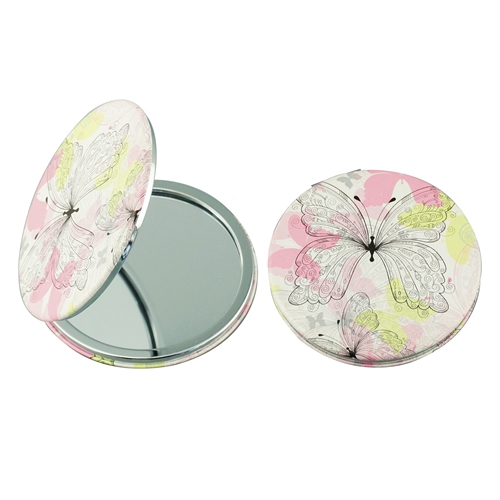 Custom Printed 80mm Round PU Leather Compact Mirror - view 2