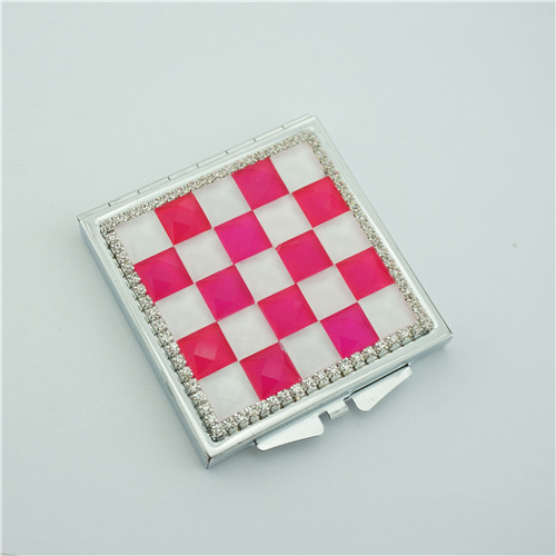 Purple Checkerboard Rhinestone Compact Mirror - view 2