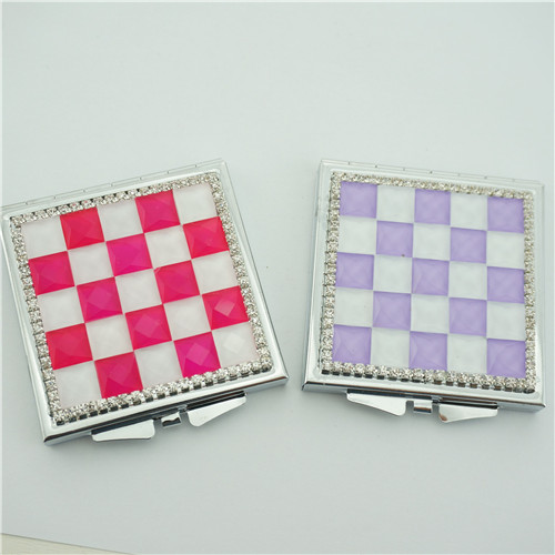 Purple Checkerboard Rhinestone Compact Mirror - view 3