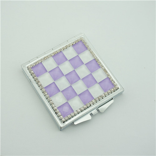 Purple Checkerboard Rhinestone Compact Mirror - view 4