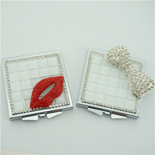 Red Lips Rhinestone Compact Mirror - view 2