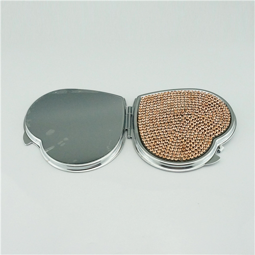 Rose Gold Rhinestone Heart Compact Mirror - view 5