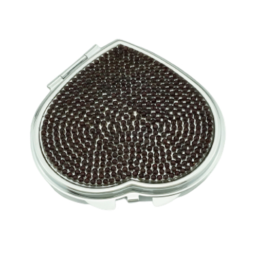 Rose Gold Rhinestone Heart Compact Mirror - view 7
