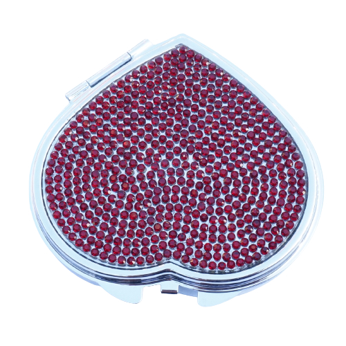 Rose Gold Rhinestone Heart Compact Mirror - view 8