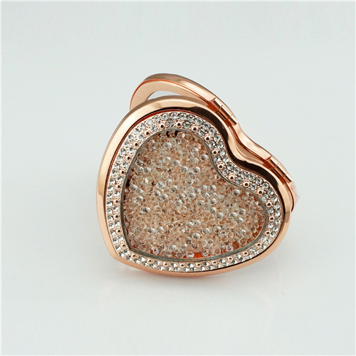 Rose Gold Crushed Crystal Heart Compact Mirror - view 2