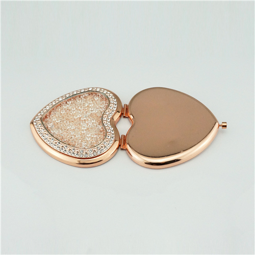 Rose Gold Crushed Crystal Heart Compact Mirror - view 4