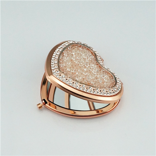 Rose Gold Crushed Crystal Heart Compact Mirror - view 5