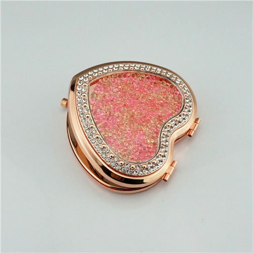 Rose Gold Crushed Crystal Heart Compact Mirror - view 10