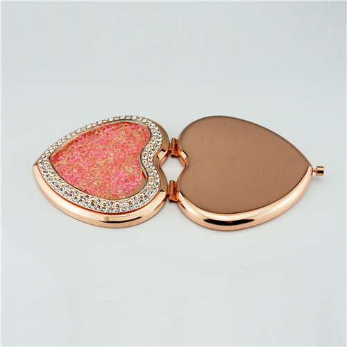 Rose Gold Crushed Crystal Heart Compact Mirror - view 9
