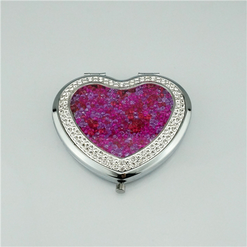 Rose Gold Crushed Crystal Heart Compact Mirror - view 11