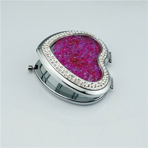 Rose Gold Crushed Crystal Heart Compact Mirror - view 12