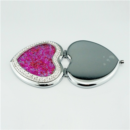Rose Gold Crushed Crystal Heart Compact Mirror - view 13