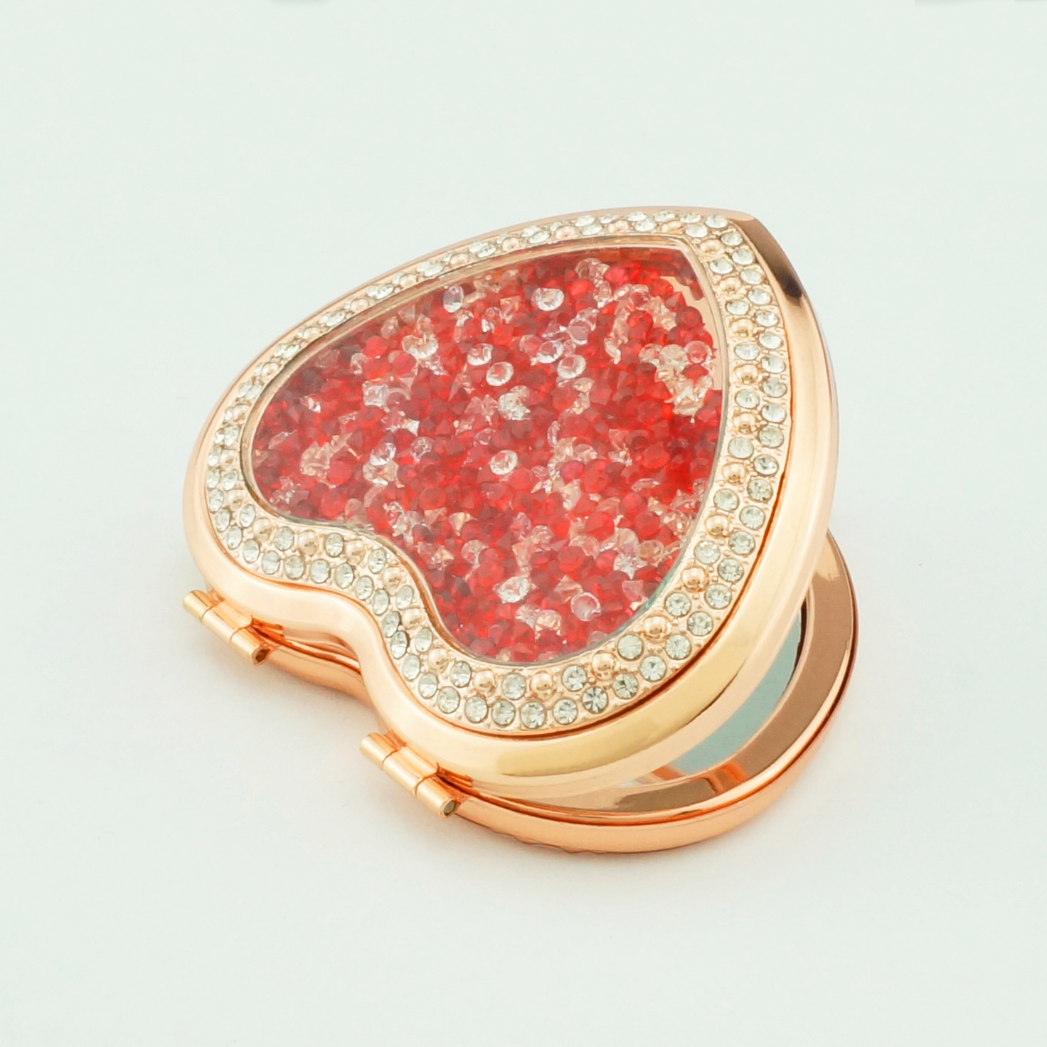 Rose Gold Crushed Crystal Heart Compact Mirror - view 17
