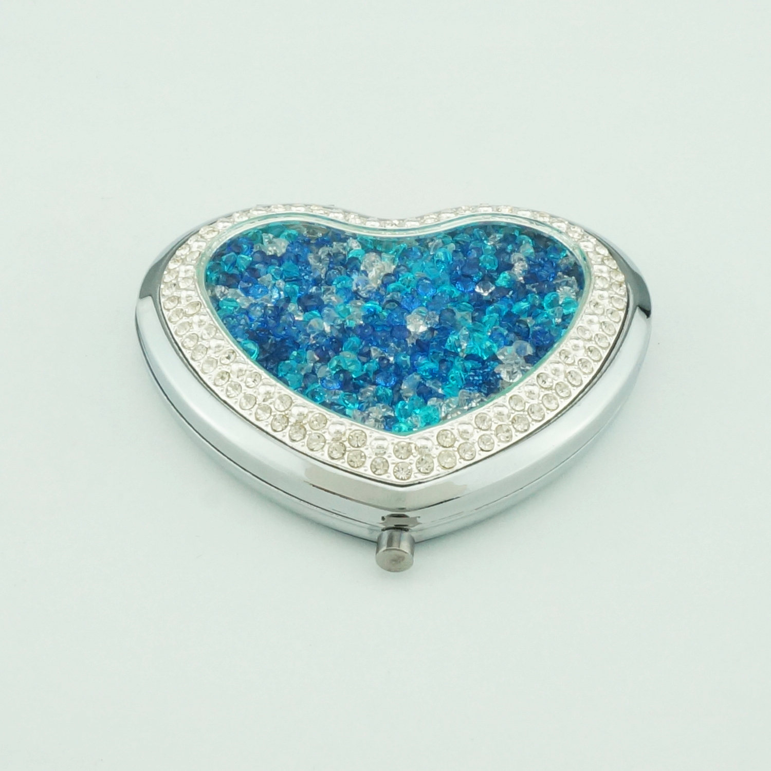 Rose Gold Crushed Crystal Heart Compact Mirror - view 18