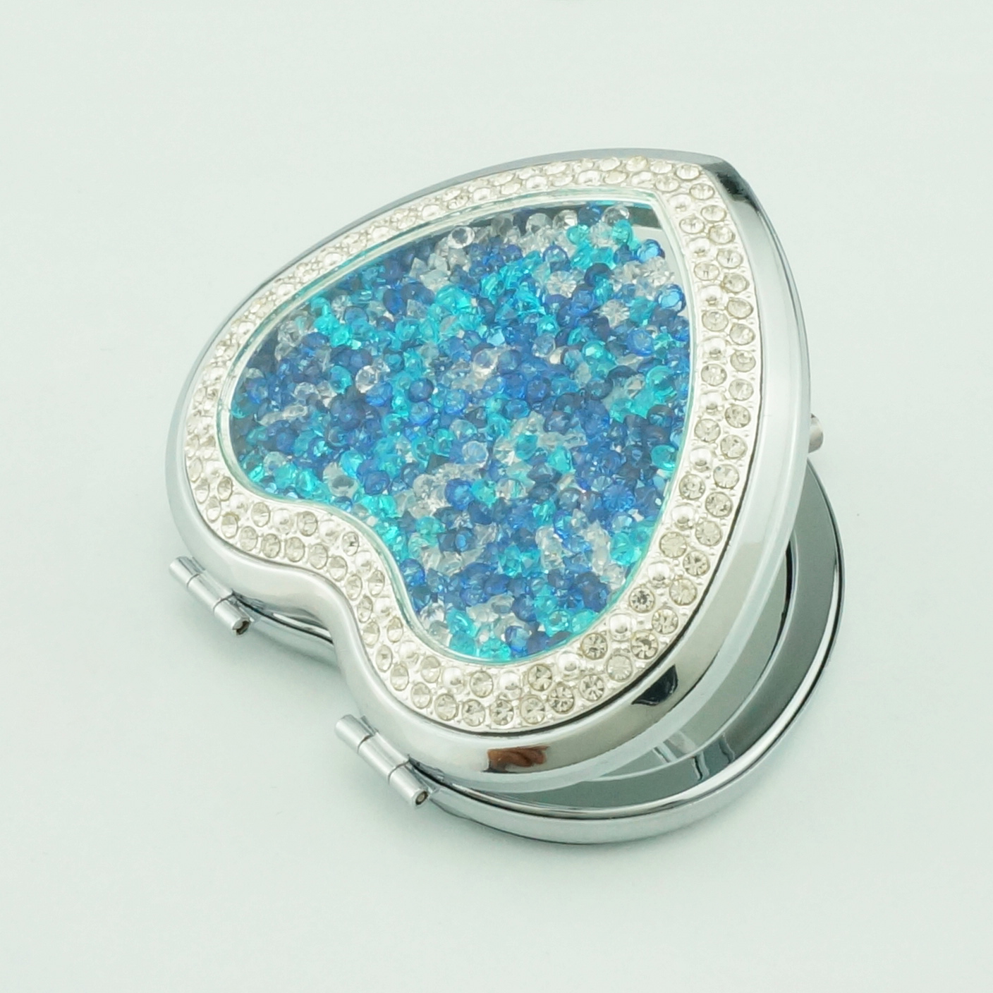 Rose Gold Crushed Crystal Heart Compact Mirror - view 20