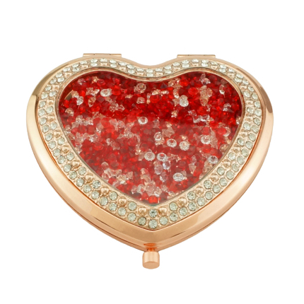 Rose Gold Crushed Crystal Heart Compact Mirror - view 24