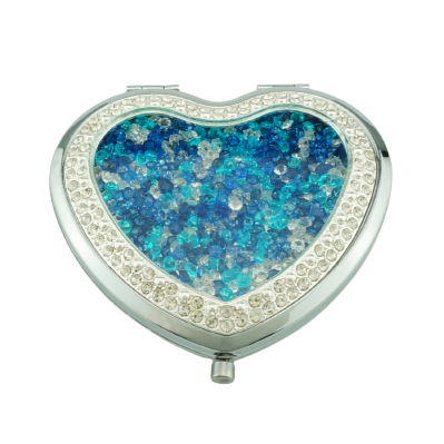 Rose Gold Crushed Crystal Heart Compact Mirror - view 25