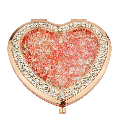 Rose Gold Crushed Crystal Heart Compact Mirror - view 26