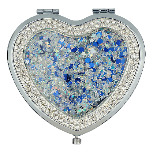 Rose Gold Crushed Crystal Heart Compact Mirror - view 29