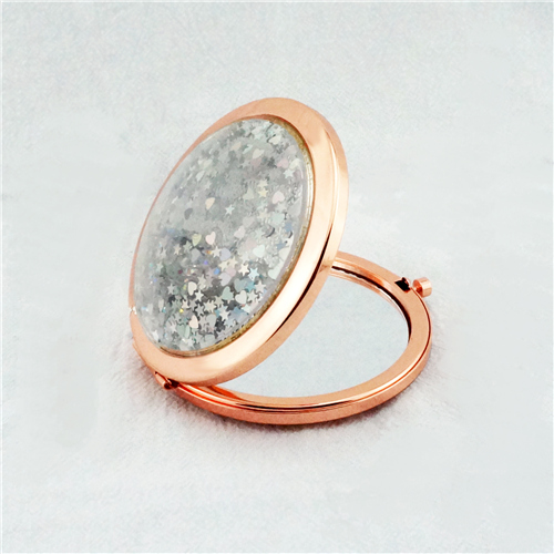 Rose Gold Floating Glitter Compact Mirror - view 1