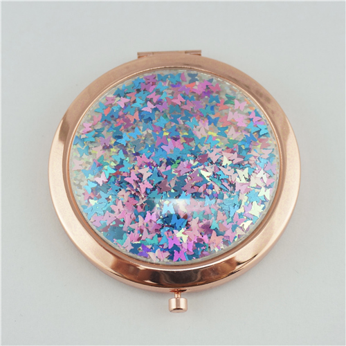 Rose Gold Floating Glitter Compact Mirror - view 3