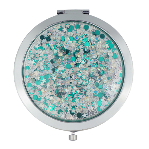 Rose Gold Floating Glitter Compact Mirror - view 5