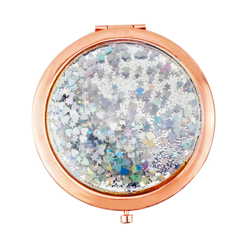 Rose Gold Floating Glitter Compact Mirror - view 4