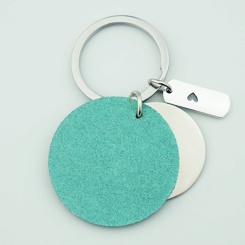 Personalized Round Stainless Steel Message Keychain - view 6