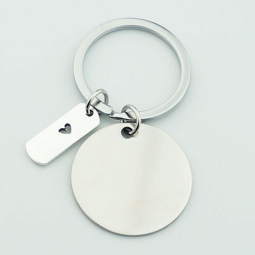 Personalized Round Stainless Steel Message Keychain - view 12