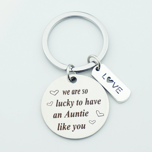 Personalized Round Stainless Steel Message Keychain - view 11