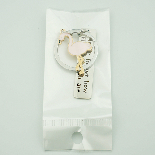 Custom Flamingo Stainless Steel Message Keychain - view 2