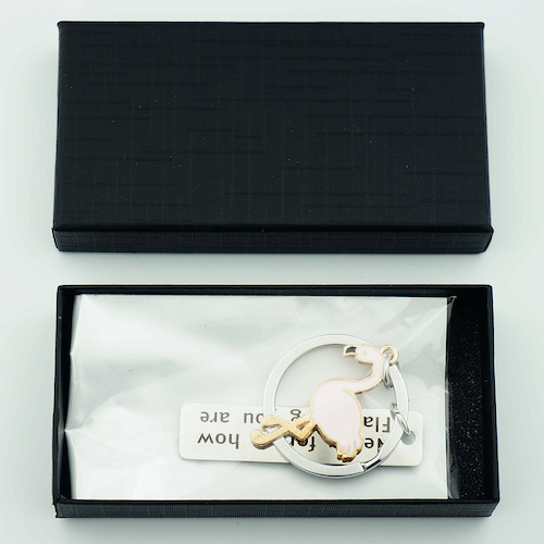 Custom Flamingo Stainless Steel Message Keychain - view 3