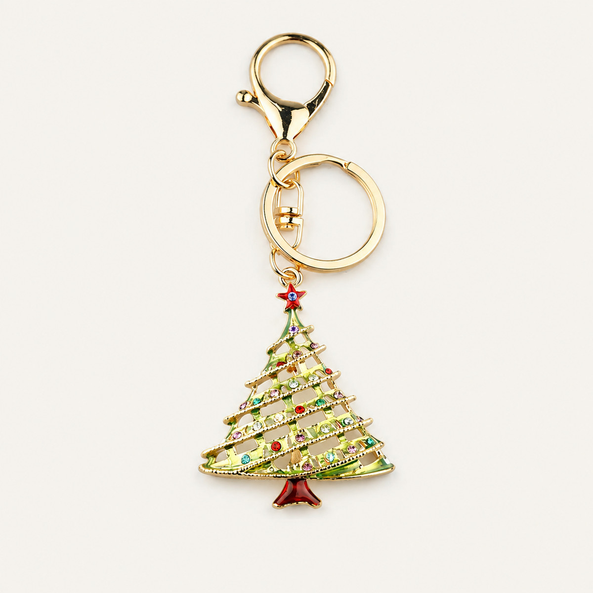 Crystal Christmas Tree Metal Keychain