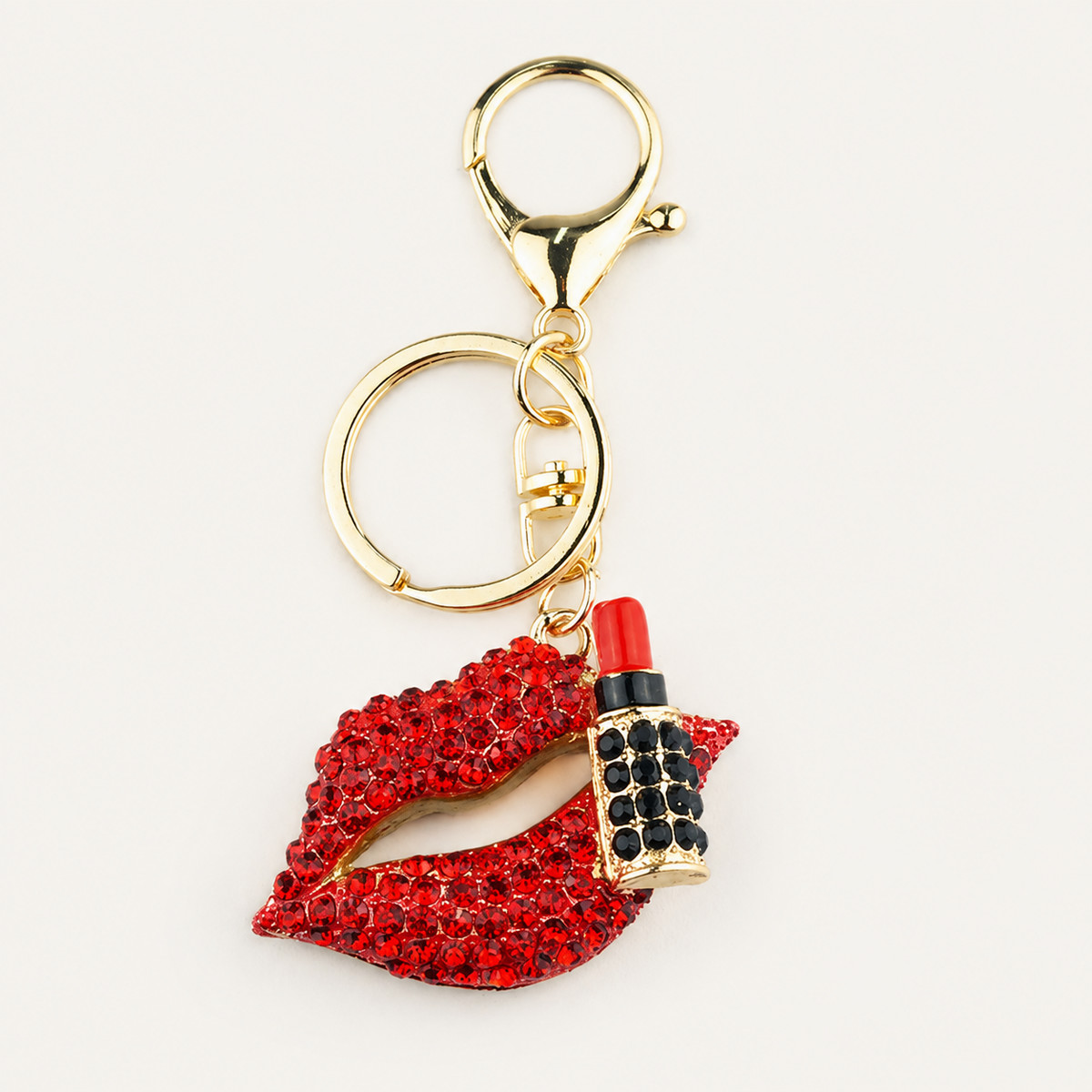 Red Crystal Lips and Lipstick Keychain