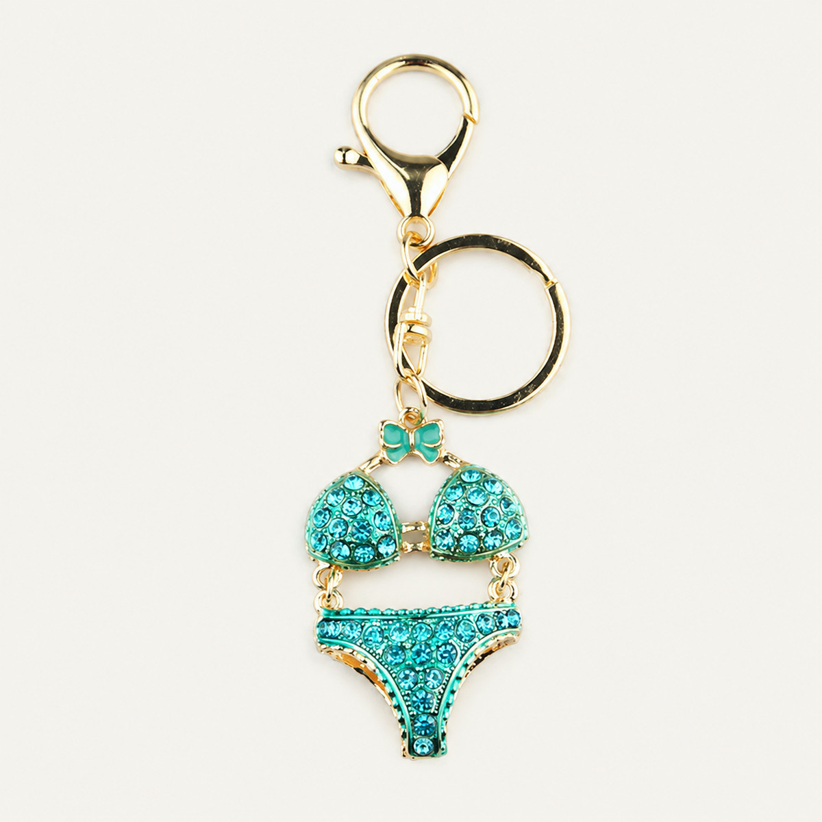 Turquoise Crystal Bikini Metal Keychain