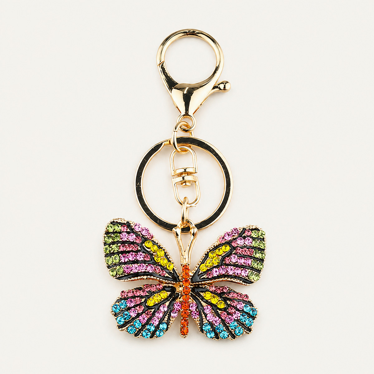 Multicolor Crystal Butterfly Metal Keychain