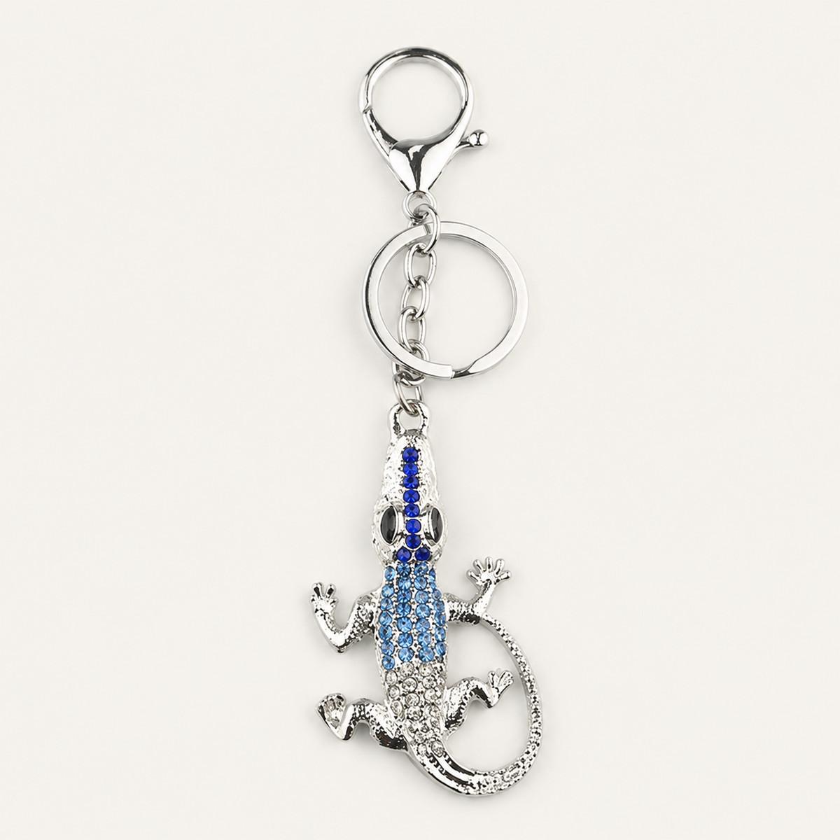 Blue Crystal Lizard Metal Keychain