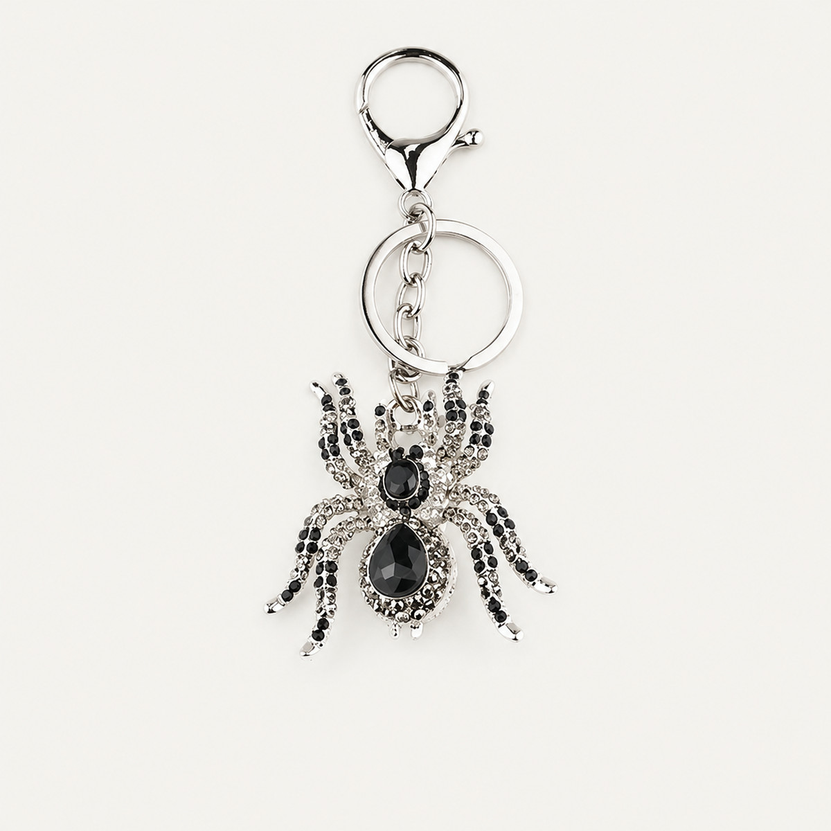 Black Crystal Spider Metal Keychain