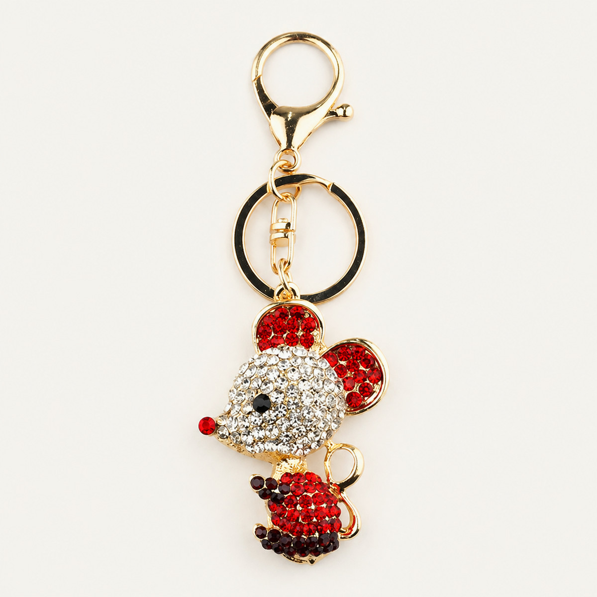 Crystal Mouse Metal Keychain