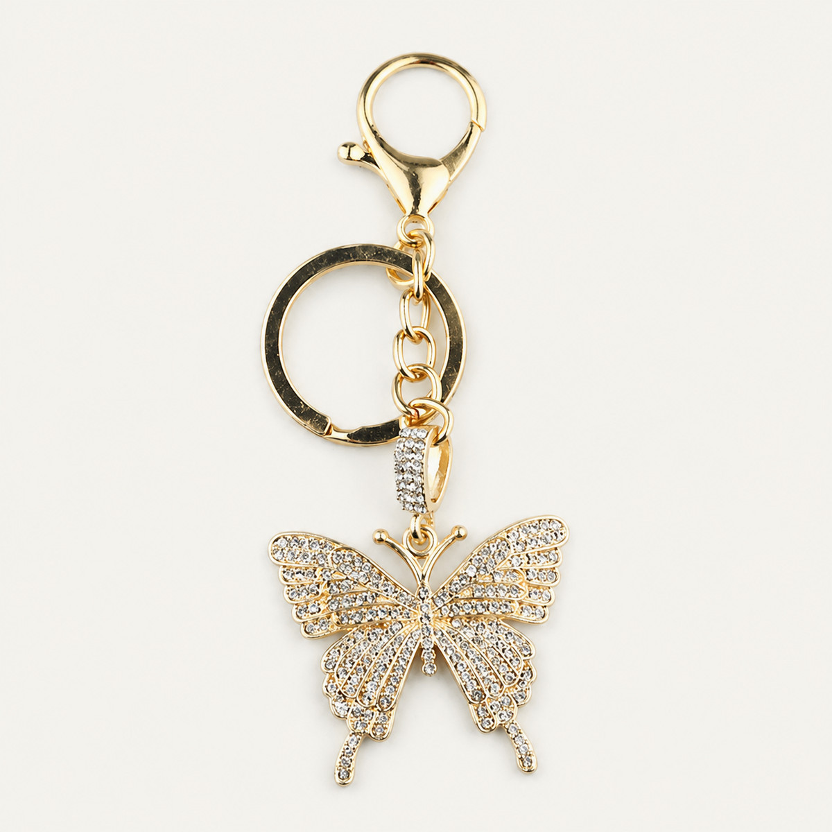 Gold Crystal Bow Metal Keychain