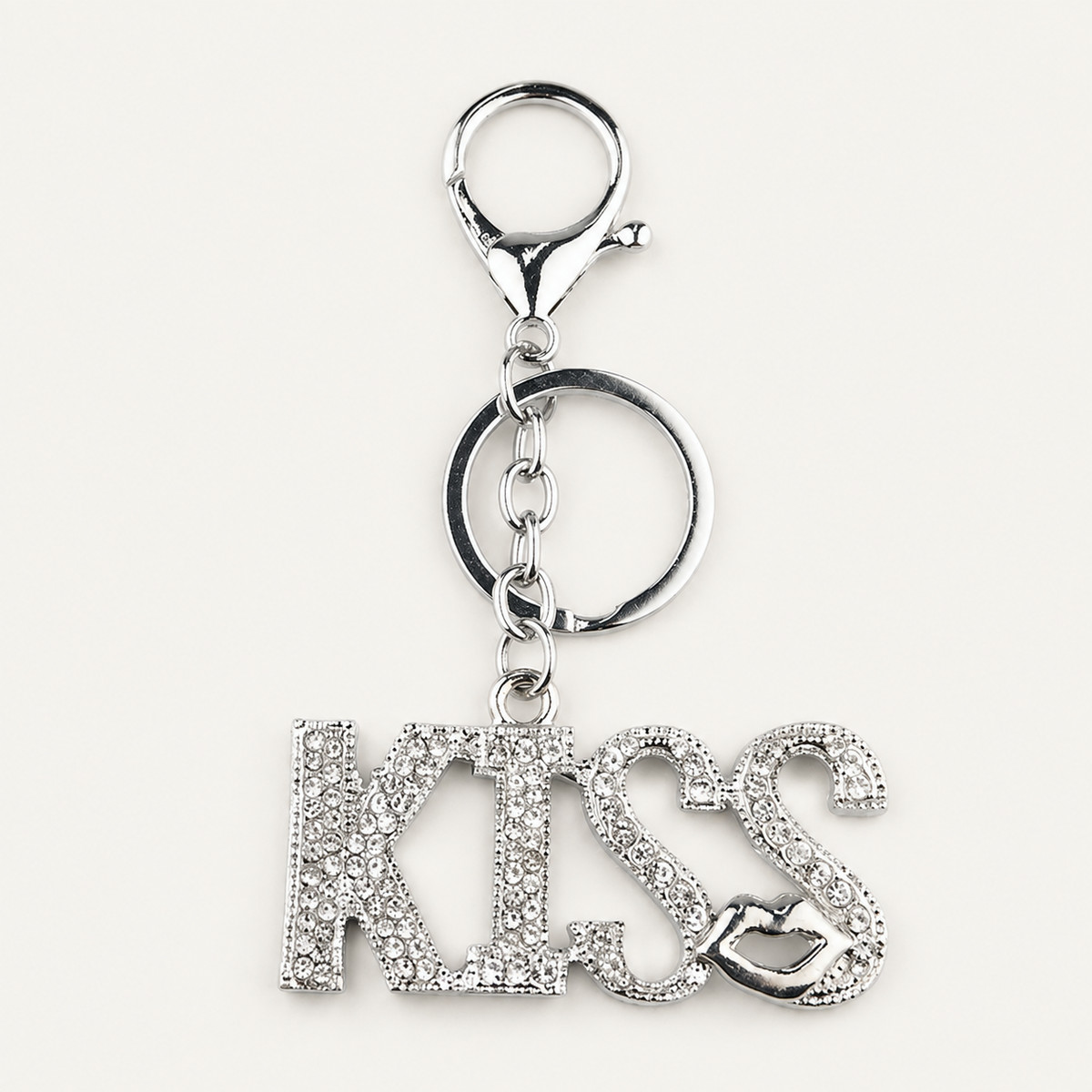 Crystal KISS Word Metal Keychain