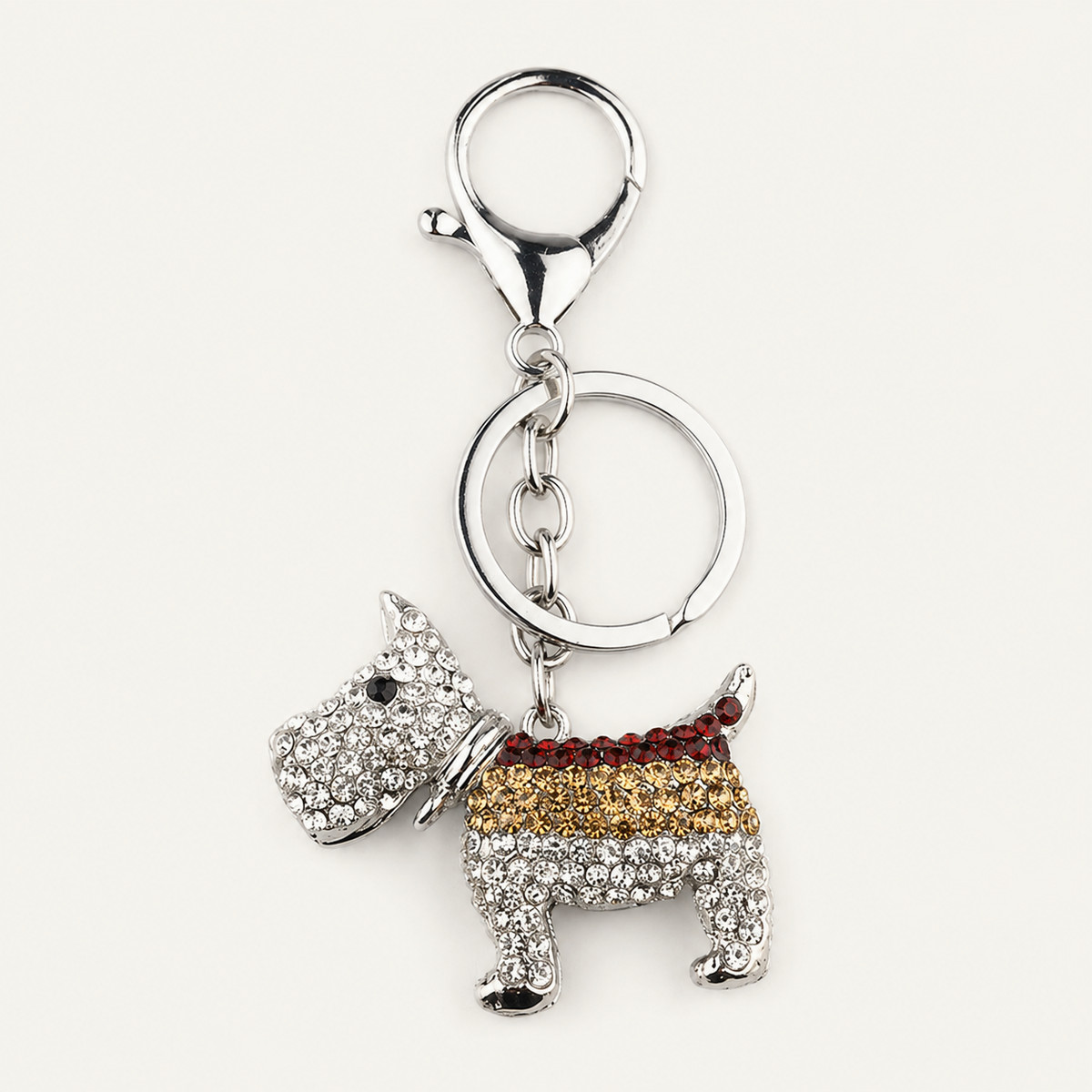 Crystal Scottie Dog Metal Keychain
