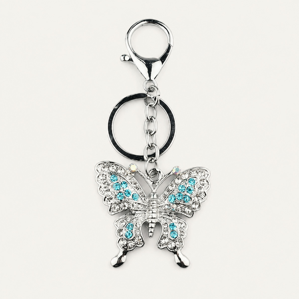 Turquoise Crystal Butterfly Keychain