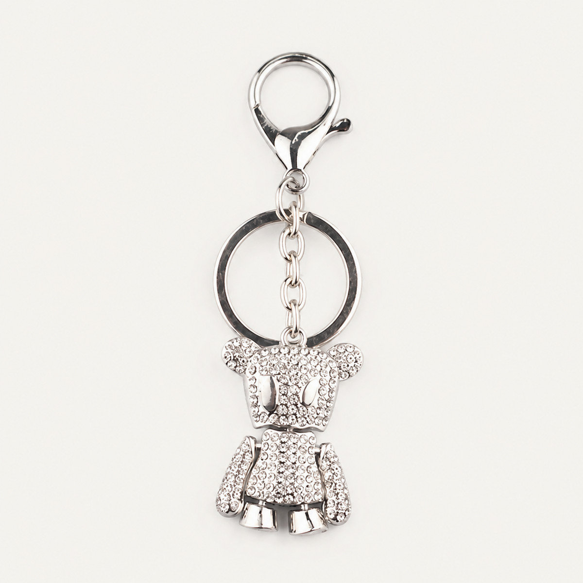 Silver Crystal Doll Metal Keychain
