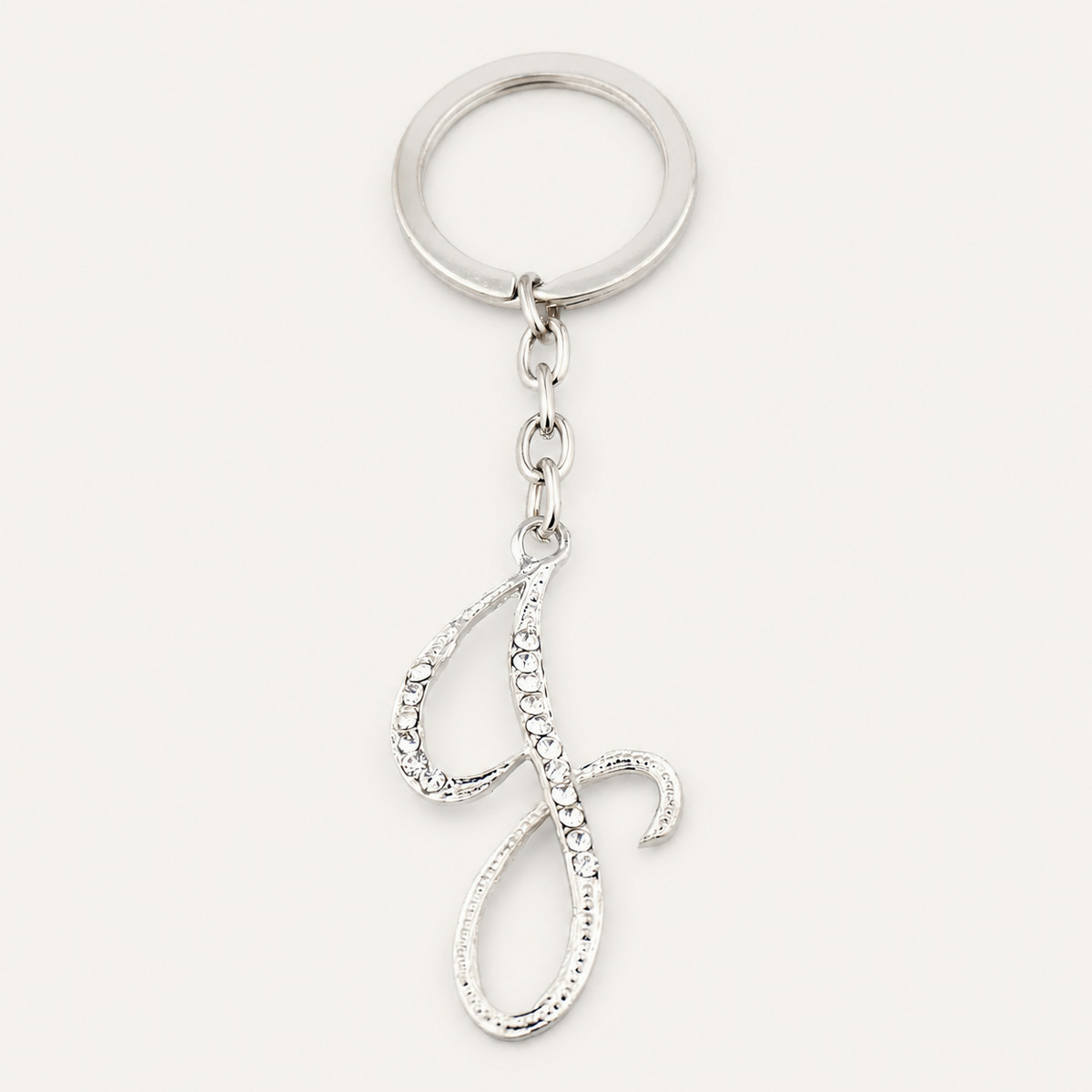 Crystal Script Initial Metal Keychain - view 2